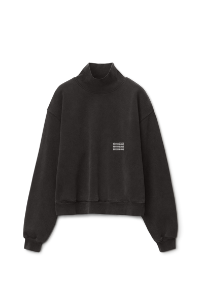 Alexander Wang High Neck Pullover In Dense Fleece In Acid Black