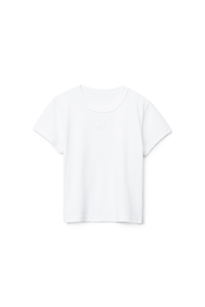 Alexander Wang Puff Logo Shrunken Tee In Cotton Jersey In White