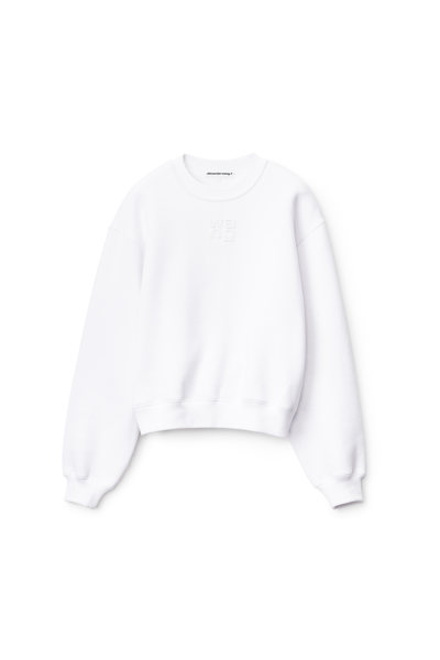 Alexander Wang Puff Logo Sweatshirt In Structured Terry In White