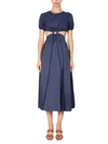 Staud Navy Calypso Midi Dress In Blue