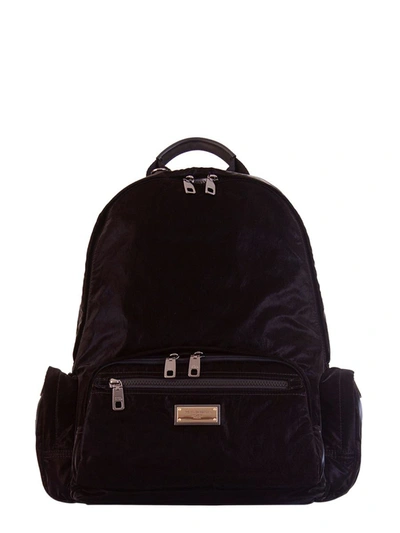 Dolce & Gabbana Backpack With Logo Plaque In Black