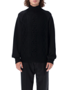 Neil Barrett Hybrid Cable-knit Rollneck Sweater In Black Black