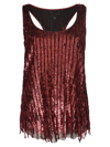 Etro Scoop Neck Fringe Hem Embellished Tank Top In Bordeaux