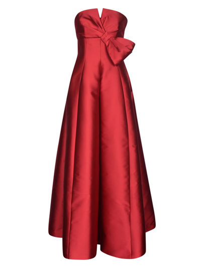 Alberta Ferretti Bow-detail Strapless Gown In Red