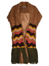 Tu Lizé Teddy Vest With Knitted Inserts In Biscuit/pink