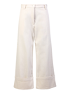 Moncler Genius 2 Moncler 1952 Crop Cuff Wide Leg Cotton Pants In White