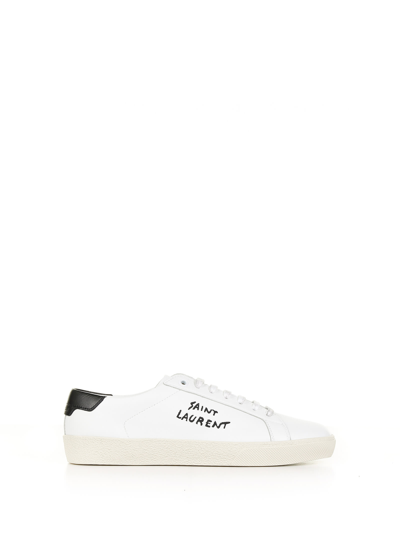 Saint Laurent Low-top Sneakers With Round Toe And Contrast Heel In White