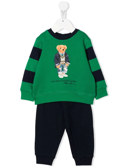 Ralph Lauren Babies' Polo Bear Sweatshirt And Sweatpants Set (3-24 Months) In Blue