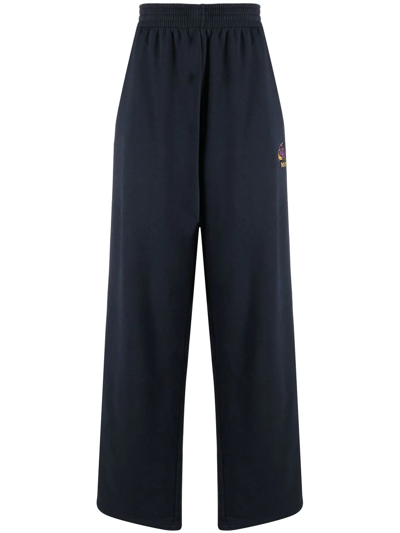 Martine Rose Logo-embroidered Wide-leg Track Pants In Blue