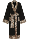 DOLCE & GABBANA LEOPARD PRINT-TRIM BATHROBE