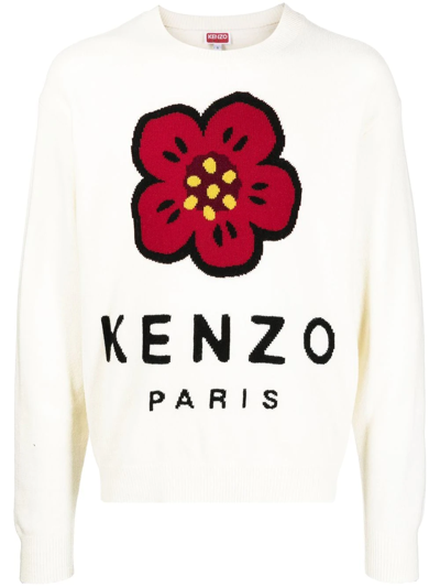 Kenzo Logo-print Wool Jumper In White