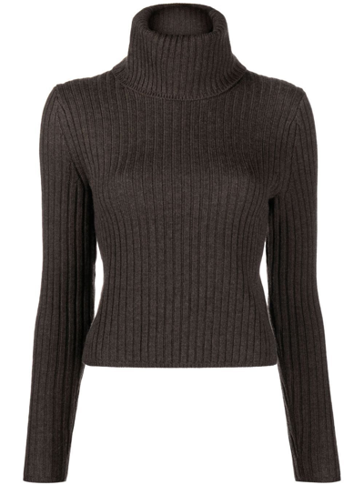 Polo Ralph Lauren Ribbed Roll-neck Jumper In Brown