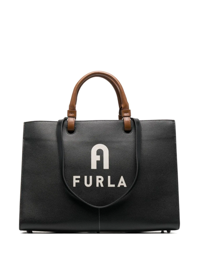 Furla Logo印花大号托特包 In Black