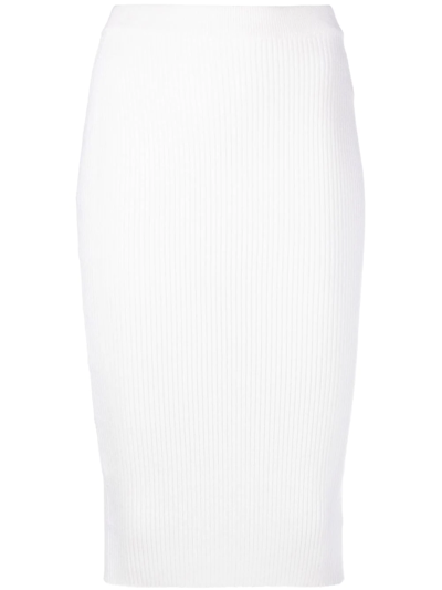 Tom Ford Ribbed-knit Midi Skirt In White