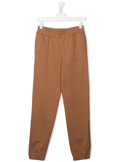 Pinko Teen Embroidered-logo Track Pants In Brown