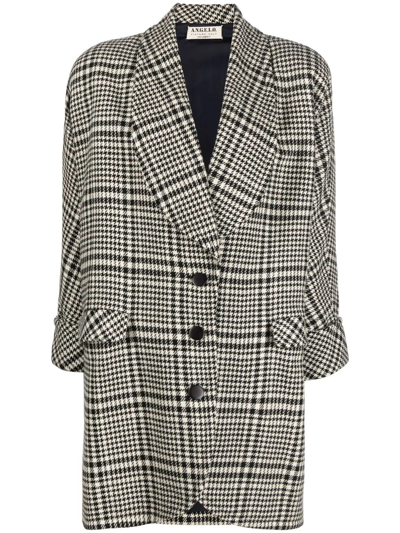 Pre-owned A.n.g.e.l.o. Vintage Cult 1980s Plaid-check Single-breasted Coat In White