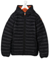 Save The Duck Teen Logo-patch Hooded Puffer Jacket In Black