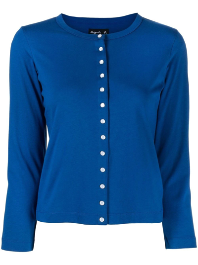 Agnès B. Le Classique Press-stud Cardigan In Blue