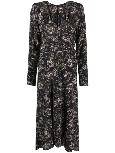 Isabel Marant Myrala Paisley-print Midi-length Dress In Black