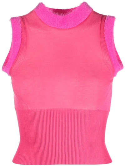 Jacquemus Ascosu Brushed Cotton-blend Vest In Pink