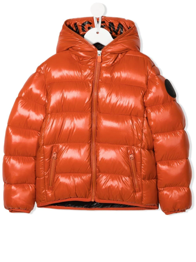 Save The Duck Kids' Hooded Zipped-up Padded Jacket In Orange