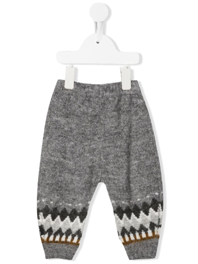 Molo Kids' Fair Isle Intarsia-knit Trousers In Grey