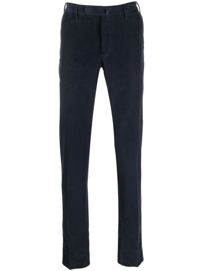 Incotex Tapered-leg Cotton Trousers In Blue