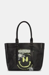 Ganni Smiley Face-print Canvas Tote Bag In Black