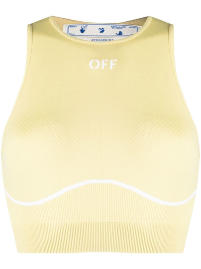 Off-white Yellow Off-stamp Seamless Sports Bra In Light Green White