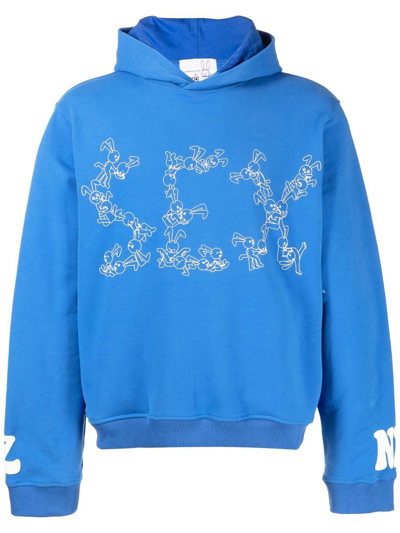 Natasha Zinko Graphic-print Hoodie In Blue