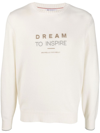 Brunello Cucinelli Cashmere Embroidered-slogan Jumper In Chv08 Panama+grigio Chiaro+grigio+camel