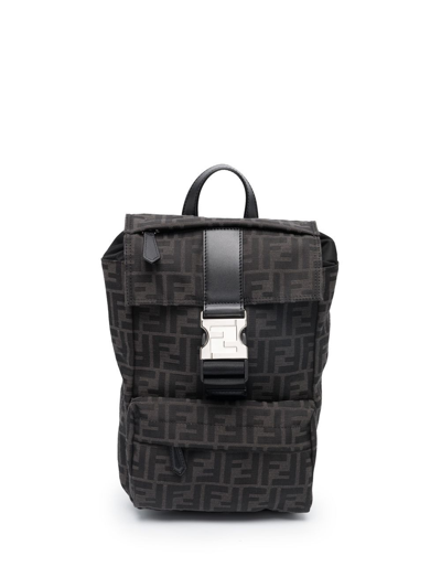 Fendi Monogram Logo-print Backpack In Black