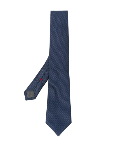 Brunello Cucinelli Textured-finish Pointed-tip Tie In Blau