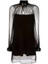 Moschino Buckle-collar Chiffon Blouse In Black