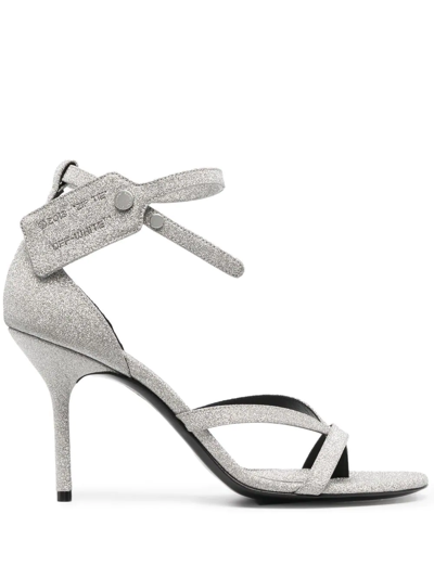 Off-white Zip-tie Glittered Leather Sandals In Multi