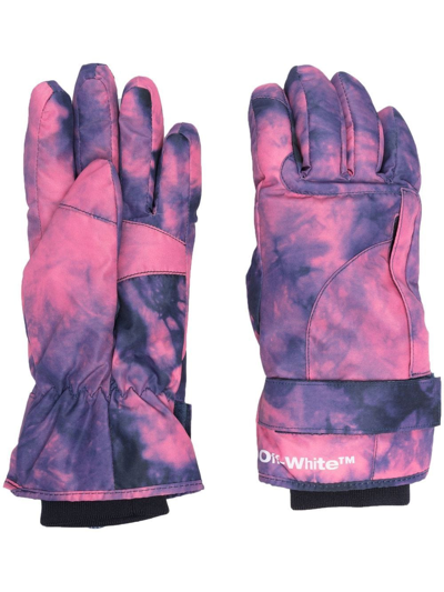 Off-white Tie-dye Insulated Ski Gloves In Pink Blue