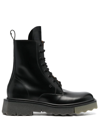 Off-white Sponge-sole Leather Combat Boots In Schwarz