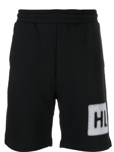 Helmut Lang Black Logo Print Cotton Track Shorts