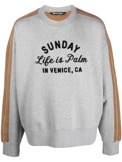 Palm Angels Slogan-embroidered Sweatshirt In Grau