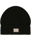 Dolce & Gabbana Ribbed Knit Cashmere Beanie Hat In Black