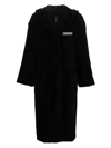 Dsquared2 Terry Cottton Bathrobe With Belt And Logo In Schwarz