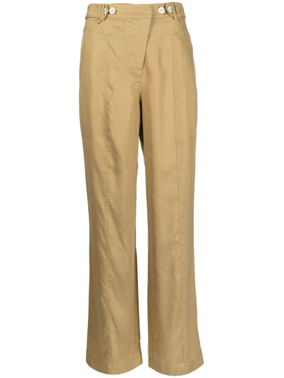 Jonathan Simkhai High-waisted Straight-leg Trousers In Brown