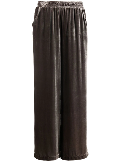 Gold Hawk Wide Leg Velvet Trousers In Grau