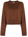 Loulou Studio Women's Crewneck Wool & Cashmere Cropped Sweater In Brown
