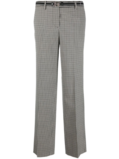 Miu Miu Gingham-check Straight-leg Trousers In Gray