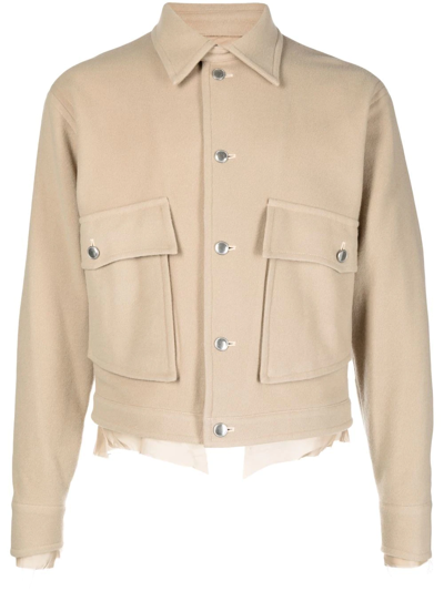 Sulvam Layered Wool-blend Shirt Jacket In Brown