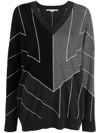 Shop Stella Mccartney Stripe-print V-neck Jumper In Grau