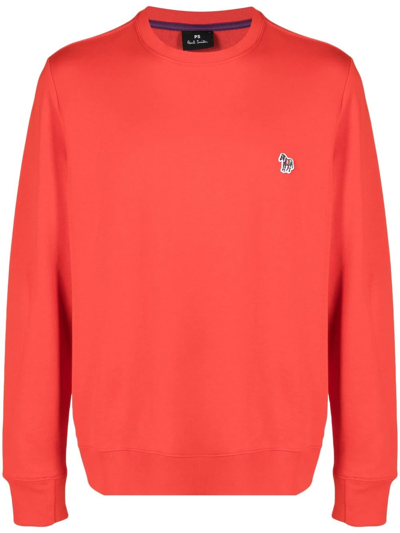 Ps By Paul Smith Signature Zebra-embroidered Cotton Sweatshirt In Goose Beak
