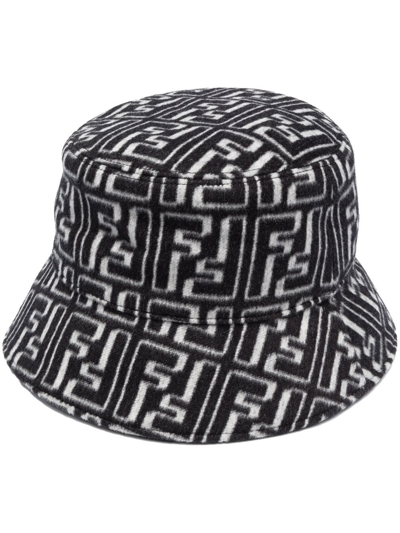 Fendi Ff-jacquard Bucket Hat In Schwarz