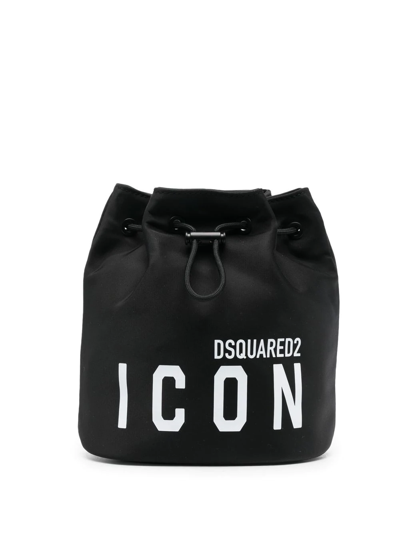 Dsquared2 Icon-print Bucket Bag In Nero